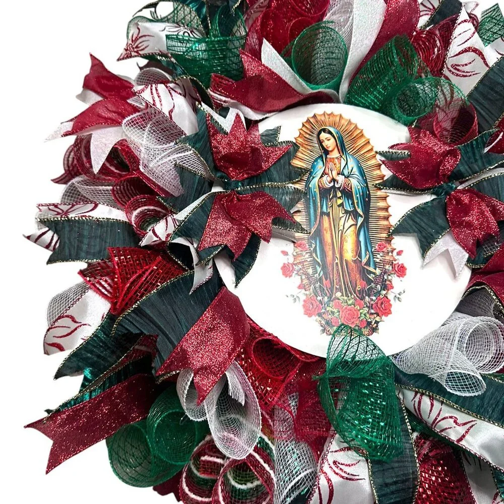 Our Lady of Guadalupe Wreath, Religious Christmas Decoration, 22 Inch